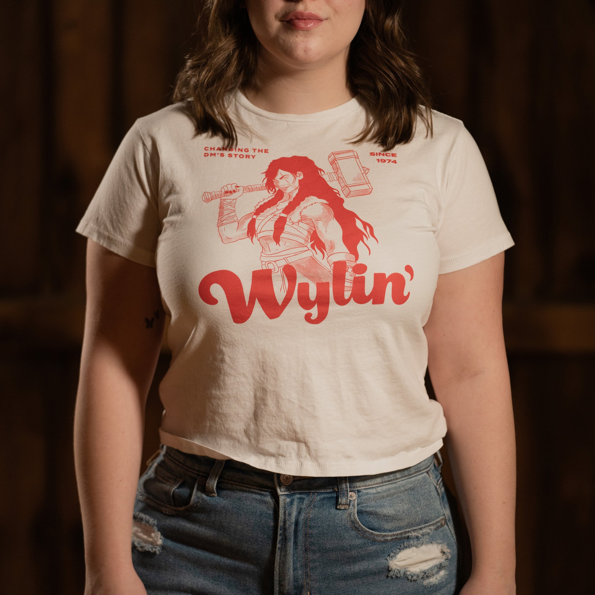 Dungeons & Dragons, Dungeons And Dragons, Female Barbarian, D&D, High-waisted T-shirt, 5E T-Shirt, White, Dungeon Master, Wylin', Pathfinder, TTRPG