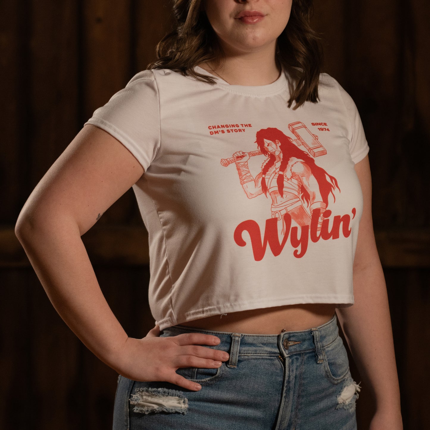 Dungeons & Dragons, Dungeons And Dragons, Female Barbarian, D&D, T-shirt, Crop Top, 5E T-Shirt, White, Dungeon Master, Wylin', Pathfinder, TTRPG