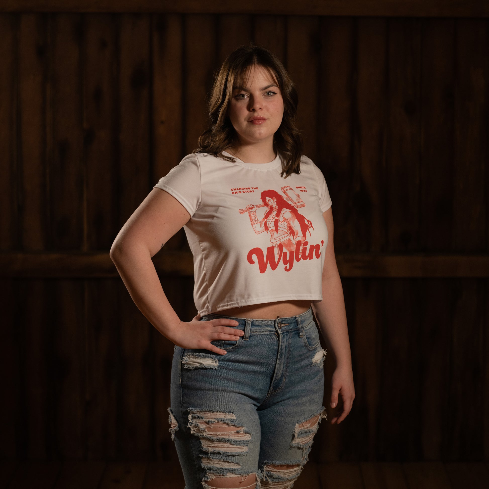 Dungeons & Dragons, Dungeons And Dragons, Female Barbarian, D&D, T-shirt, Crop Top, 5E T-Shirt, White, Dungeon Master, Wylin', Pathfinder, TTRPG